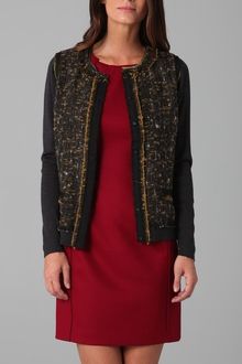 Elie Tahari Rachel Sweater with Tweed Front - Lyst