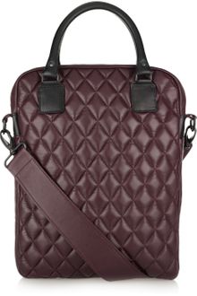 H By Harris Quilted Two-tone Leather Tote - Lyst