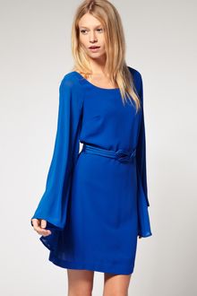 Oasis Flute Sleeve Belted Dress - Lyst
