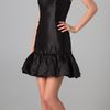 Reem Acra Silk Gazar Dress with Trimmed Hem in Black - Lyst