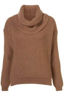 Topshop Knitted Roll Neck Jumper - Lyst