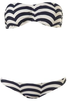Topshop Navy Stripe Bandeau Bikini - Lyst