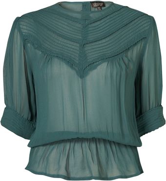 Topshop Vintage Short Sleeve Blouse - Lyst