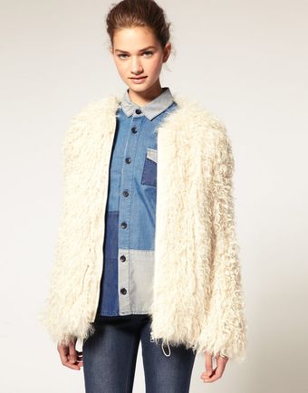  Asos Premium Curly Shearling Coat 