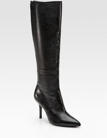 Elie Tahari Mischa Leather Lattice Knee-high Boots - Lyst