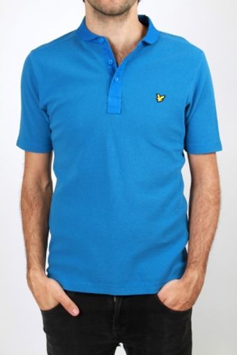  Contrast Collar Waffle Polo - Blue 