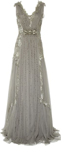Alberta Ferretti Embroidered Tulle Gown - Lyst