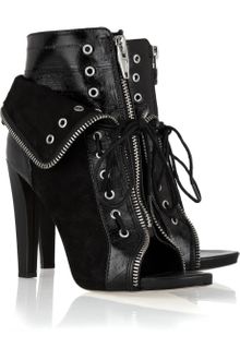 Alexander Wang Freja Eel-trimmed Suede Ankle Boots - Lyst