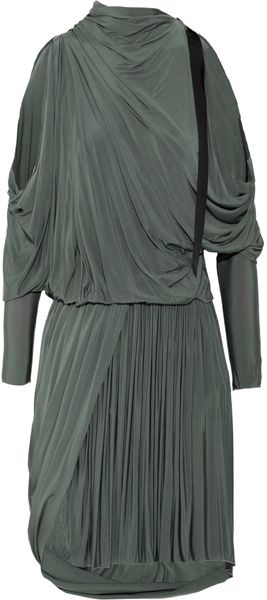 Alexander Wang Cutout Asymmetric Draped Dress in Green - Lyst