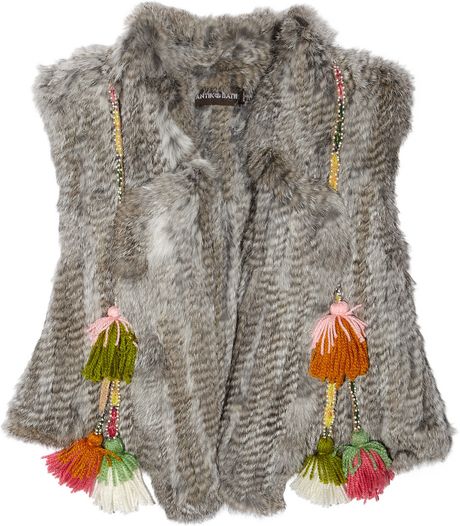 Antik Batik Lippi Tasseled Rabbit Gilet in Gray - Lyst