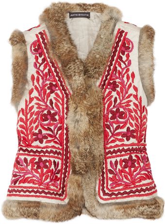 Antik Batik Totem Rabbit-trimmed Embroidered Cotton Gilet - Lyst