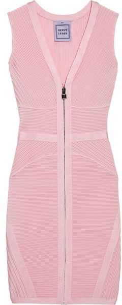Hervé Léger Ribbed Bandage Dress - Lyst