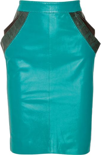  Patchwork Leather Skirt 