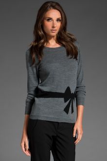 Milly Trompe Loeil Intarsia Bow Sweater - Lyst