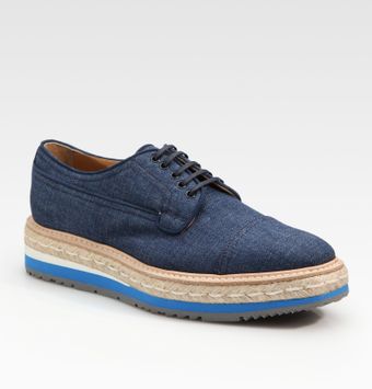  Denim Platform Espadrille Derbies 