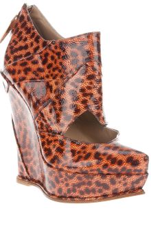 Atalanta Weller Patent Leopard Print High Wedge Shoe Boot - Lyst