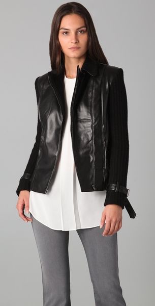  Harley Faux Leather and Cable-knit Motorcycle Jacket 