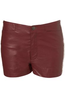 Topshop Oxblood Pu Pocket Short - Lyst