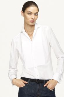 Ralph Lauren Black Label Cotton Poplin Tuxedo Shirt - Lyst