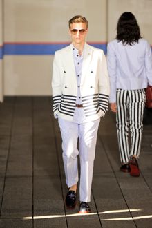 Tommy Hilfiger Spring 2012 Blue Striped Pants  - Lyst