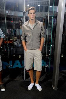 DKNY Spring 2012 Gray Striped 'Henley' Tee - Lyst