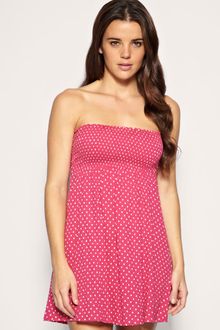 ASOS Collection Asos Spot Printed Shirred Beach Dress - Lyst
