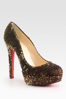 Christian Louboutin Bianca Sequin-coated Leather Platform Pumps - Lyst