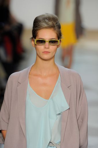 Diane Von Furstenberg Spring 2012 Blue Frilly Blouse - Lyst