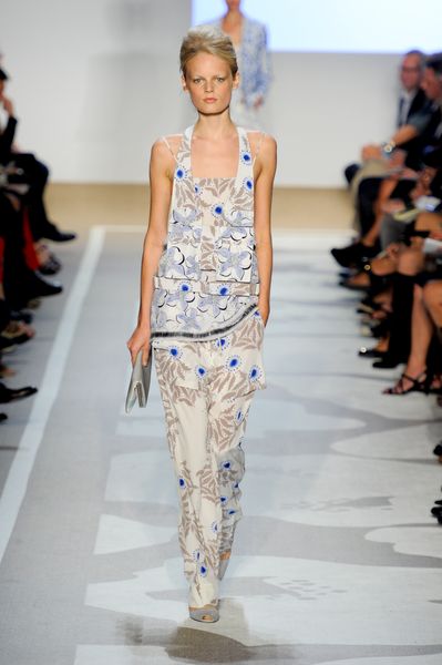 Diane Von Furstenberg Spring 2012 Cream WideLeg Floral Pants in Beige - Lyst