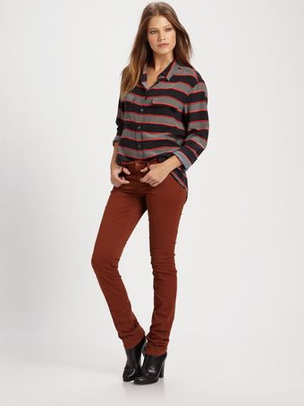 Equipment Signature Striped Silk Top - Lyst