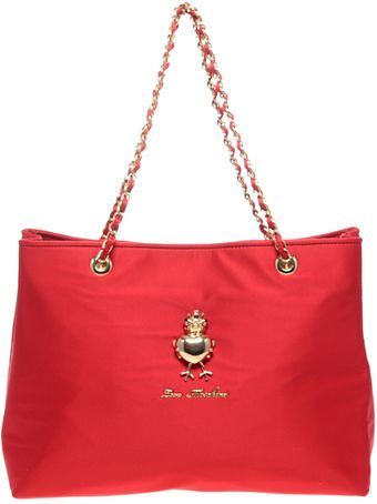 Moschino Love Red Satin Shopper With Gold Frog - Lyst