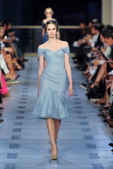 Zac Posen Spring 2012 Blue Bustier Detailing Mermaid Knee-Length Dress - Lyst