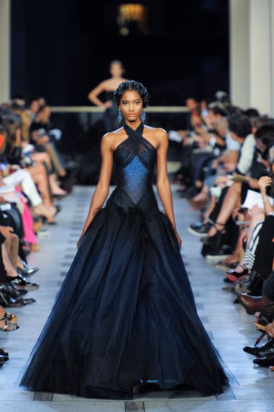 Zac Posen Spring 2012 Navy Halterneck Tule Gown in Blue - Lyst