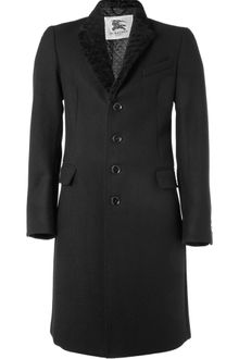Burberry Wool Overcoat with Shearling Collar - Lyst