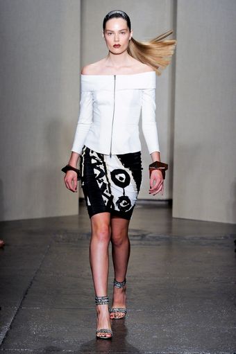 Donna Karan New York Spring 2012 Black and White Tribal Print Skirt - Lyst