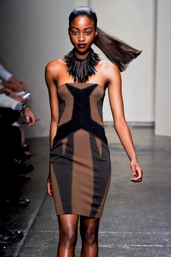 Donna Karan New York Spring 2012 Black and Brown Bodycon Dress  - Lyst