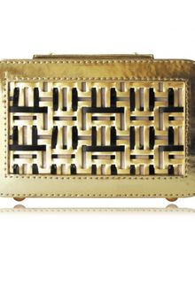 Poupee Couture Woven Metal and Gold Leather Box Clutch - Lyst