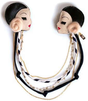 Amanda Fatherazi Riviera Twin Drape Brooch - Lyst