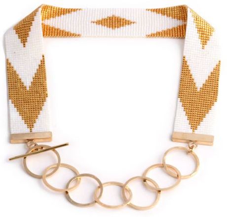 Anabel Campbell Navajo Choker  White Pearl/gold in Orange (white) - Lyst