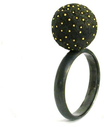 Arata Fuchi Black Ball with Fine Gold Studs Ring - Lyst