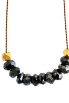 Bijouxbar By Vivien Frank Wish Necklace Black Spinel and Silk - Lyst