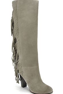Diane Von Furstenberg Penn - Dove Grey Suede Fringe Boot - Lyst