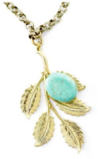 Eddera Leaf & Turquoise Necklace - Lyst