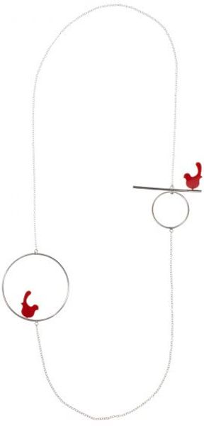 Emma Guest Jewellery Silver Bird Necklace - Medium - Orange - Lyst