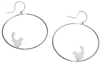 Emma Guest Jewellery Silver Hoop Earrings - White Birds - Lyst