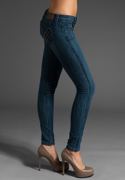 Frankie B. Jeans Dolce Essence Heart Skinny In Blue (night Steel) | Lyst