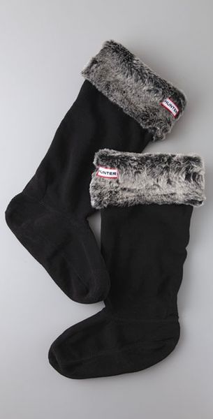 Hunter Fleece Welly Socks Grizzly - Lyst