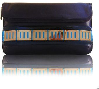 Poupee Couture Rail Clutch in Navy Blue Leather - Lyst