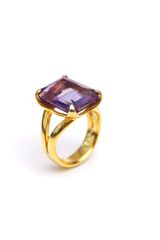 Saskia B. Emerald Cut Ring, Purple Amethyst, Gold