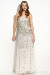 Adrianna Papell Sequined Strapless Mesh Gown